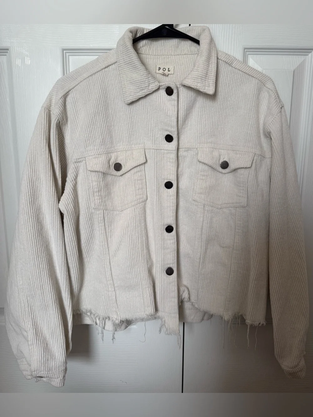 POL Cream Cropped Corduroy Jacket